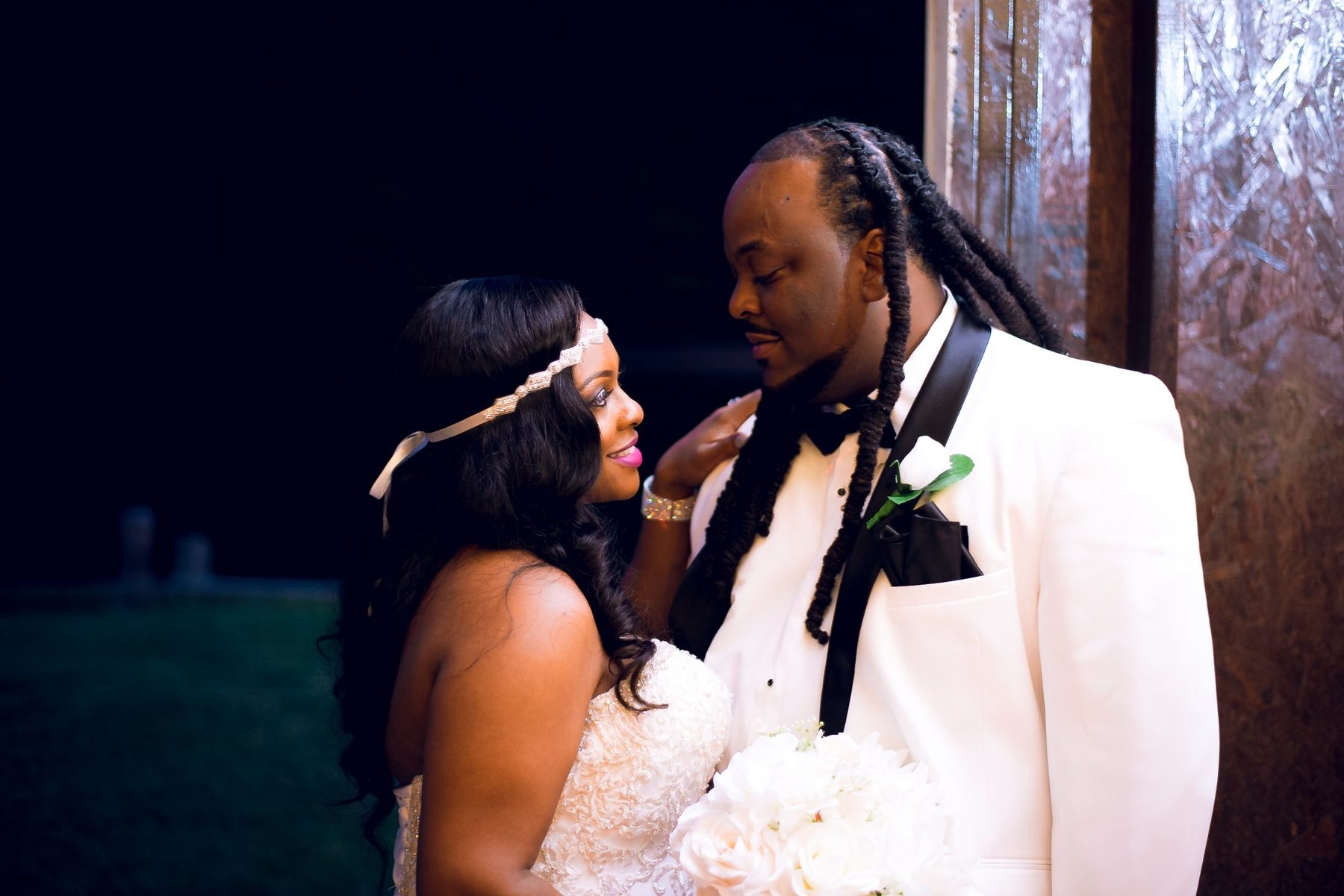 Wedding couple at night
