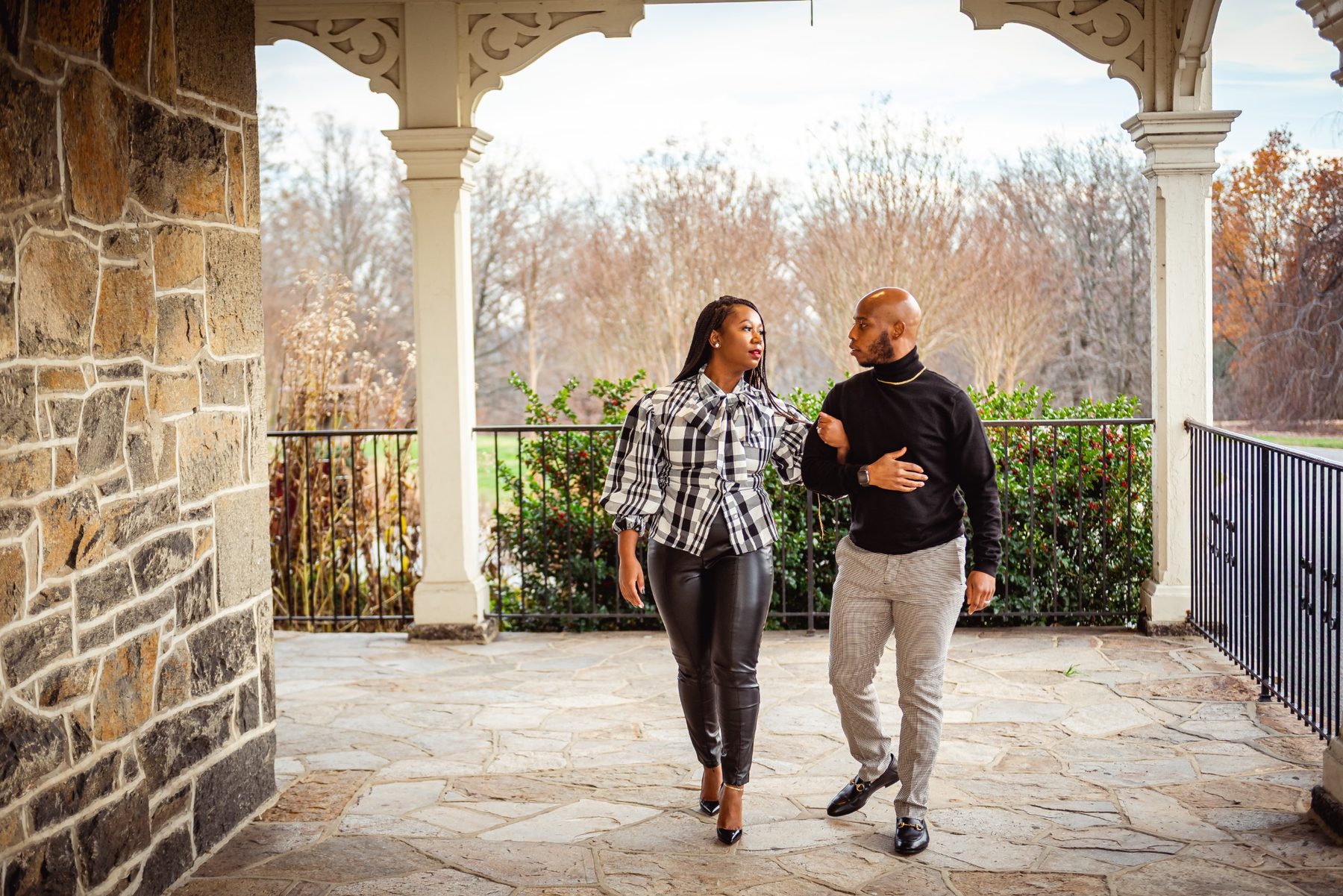 Couple walking outdoors